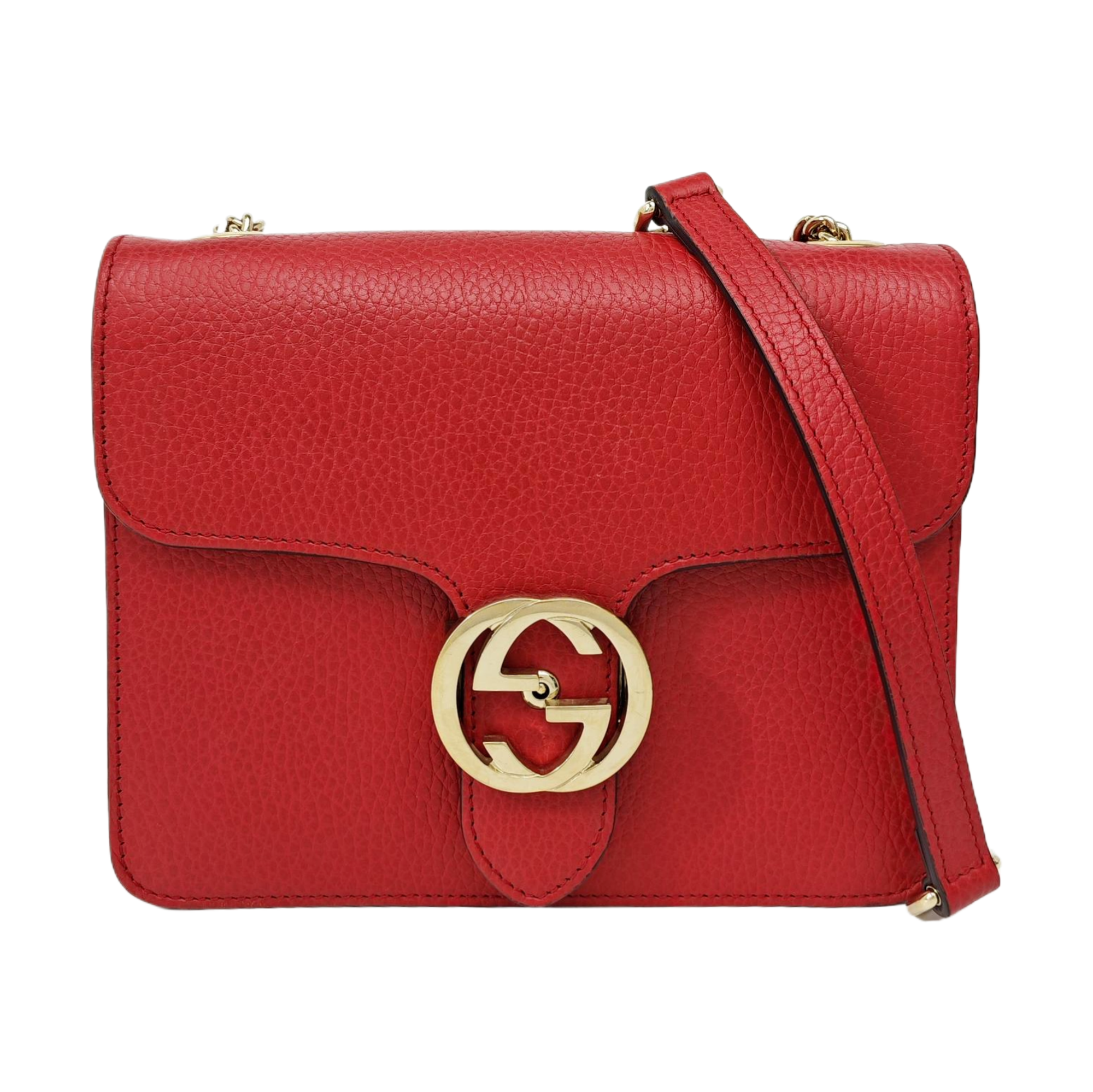 Interlocking G Small Calfskin Red