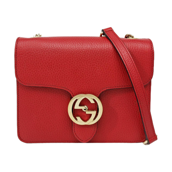 Interlocking G Small Calfskin Red