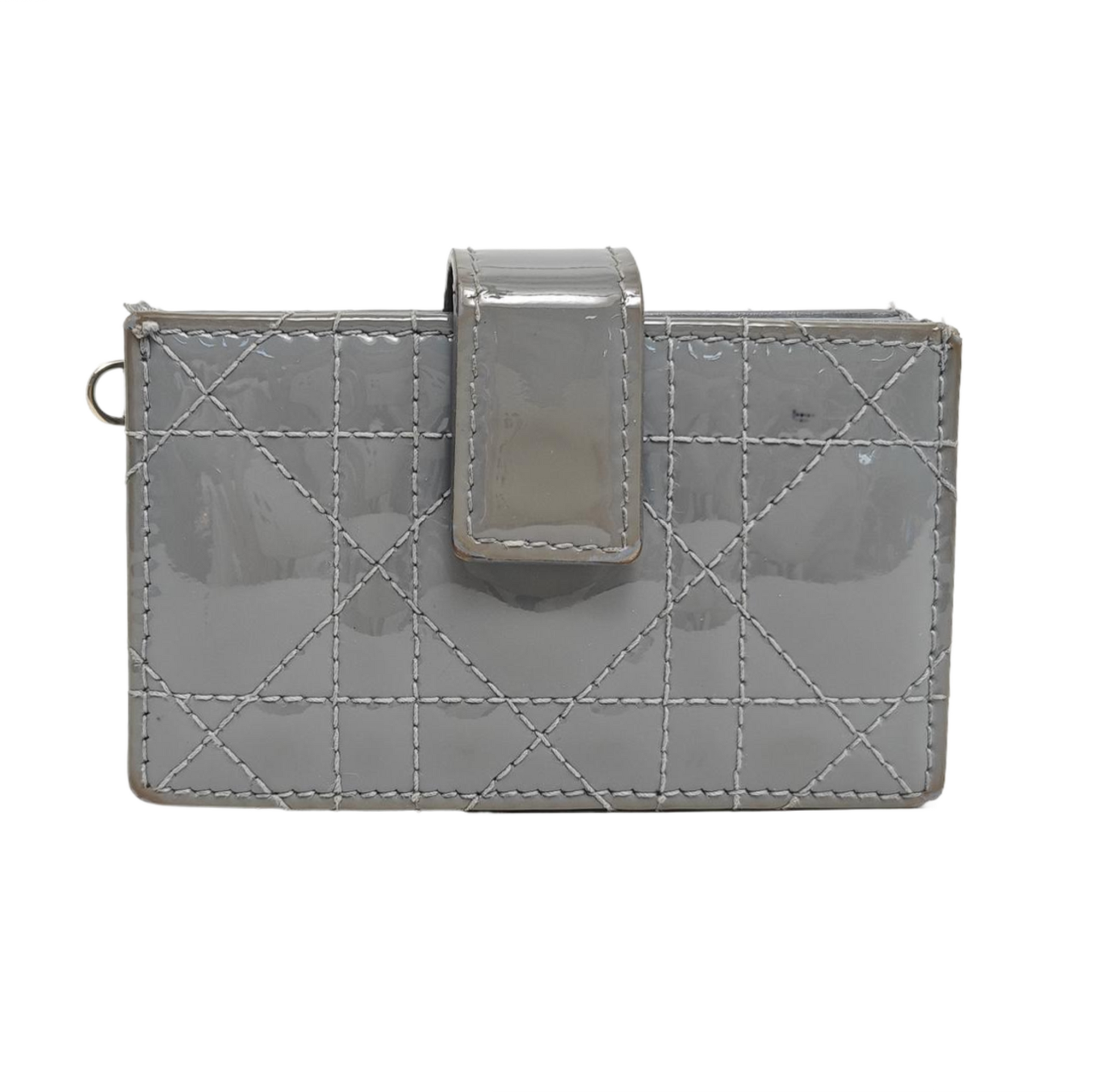 Lady Dior Cannage Patent Leather Blue Card Holder