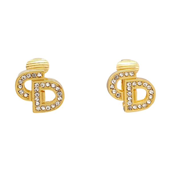 Petit CD Metal Gold Clip On Earrings