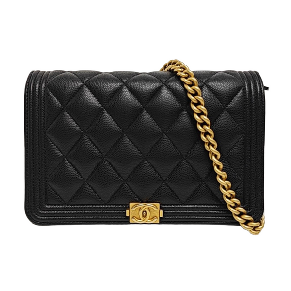 BOY CHANEL Mini Quilted Grained Calfskin Black