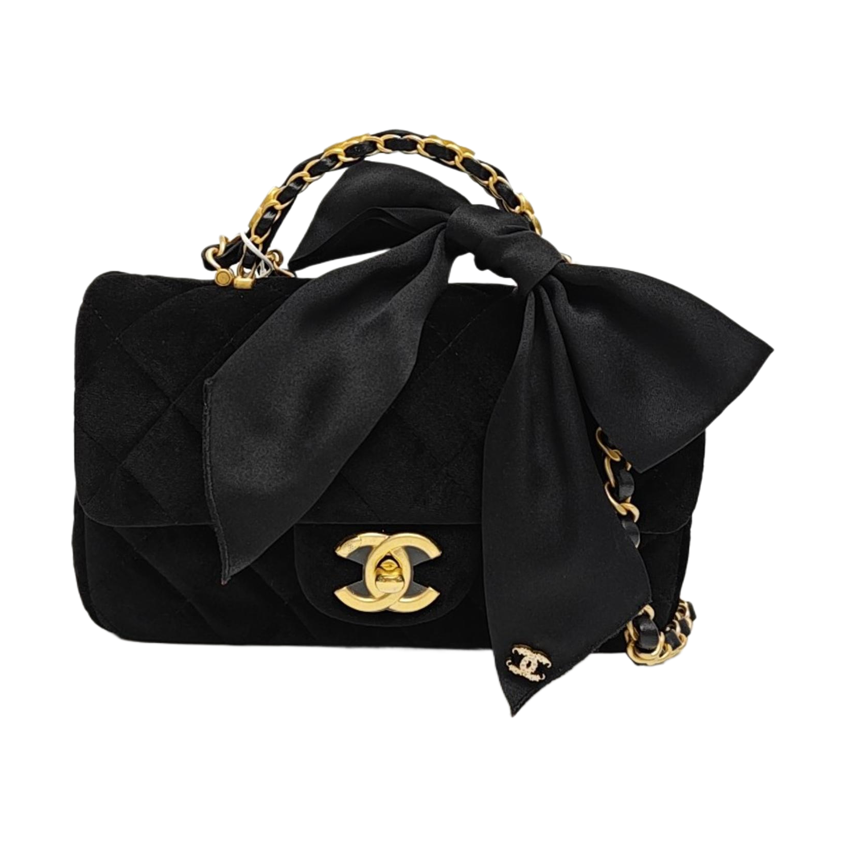 CLASSIC FLAP Mini Quilted Velvet Black
