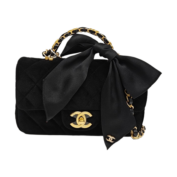 CLASSIC FLAP Mini Quilted Velvet Black