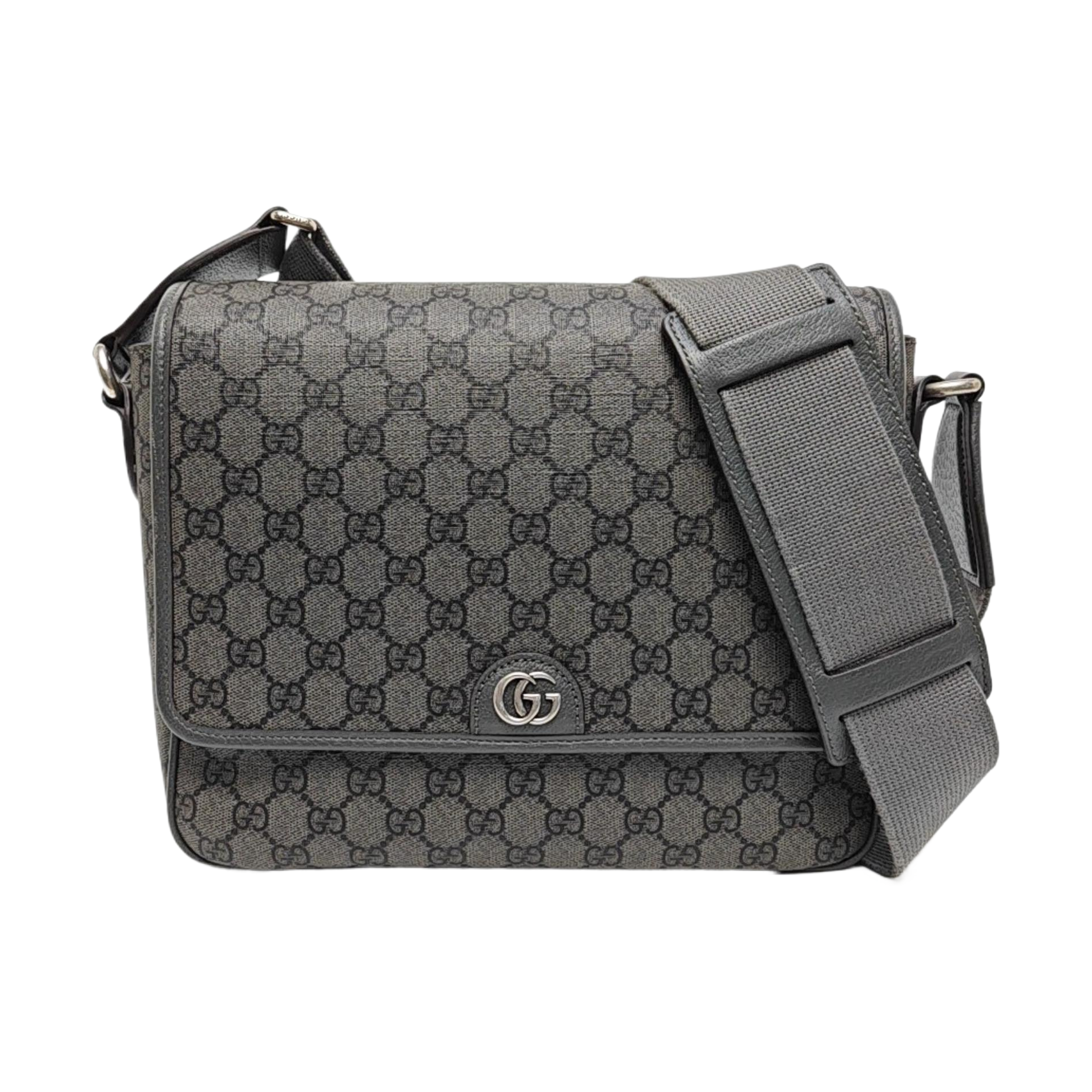 Ophidia Medium Monogram Coated Canvas Gray