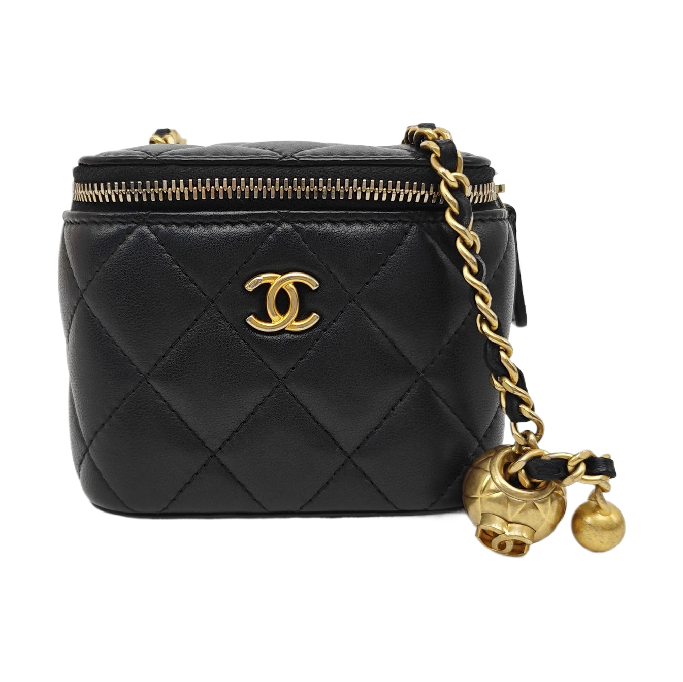 VANITY CASE Mini Quilted Lambskin Black