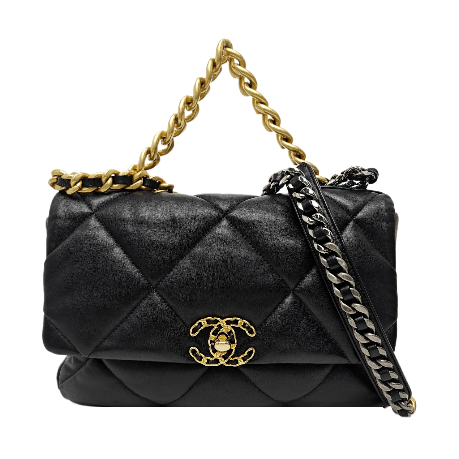CHANEL 19 Large Quilted Lambskin Black