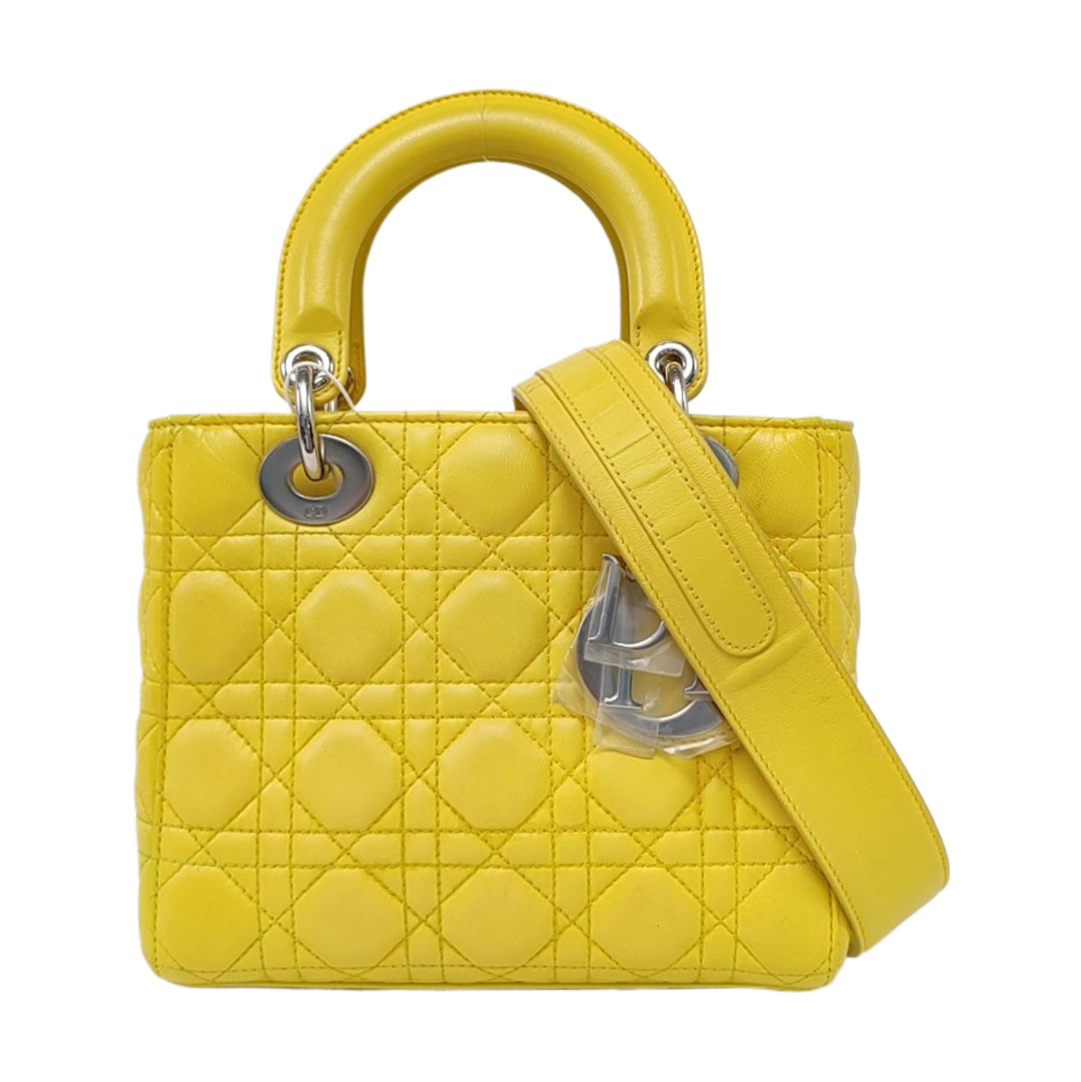 Authenticated pre-owned  Lady Dior Small Cannage Lambskin Yellow - Tote Bag at Looply