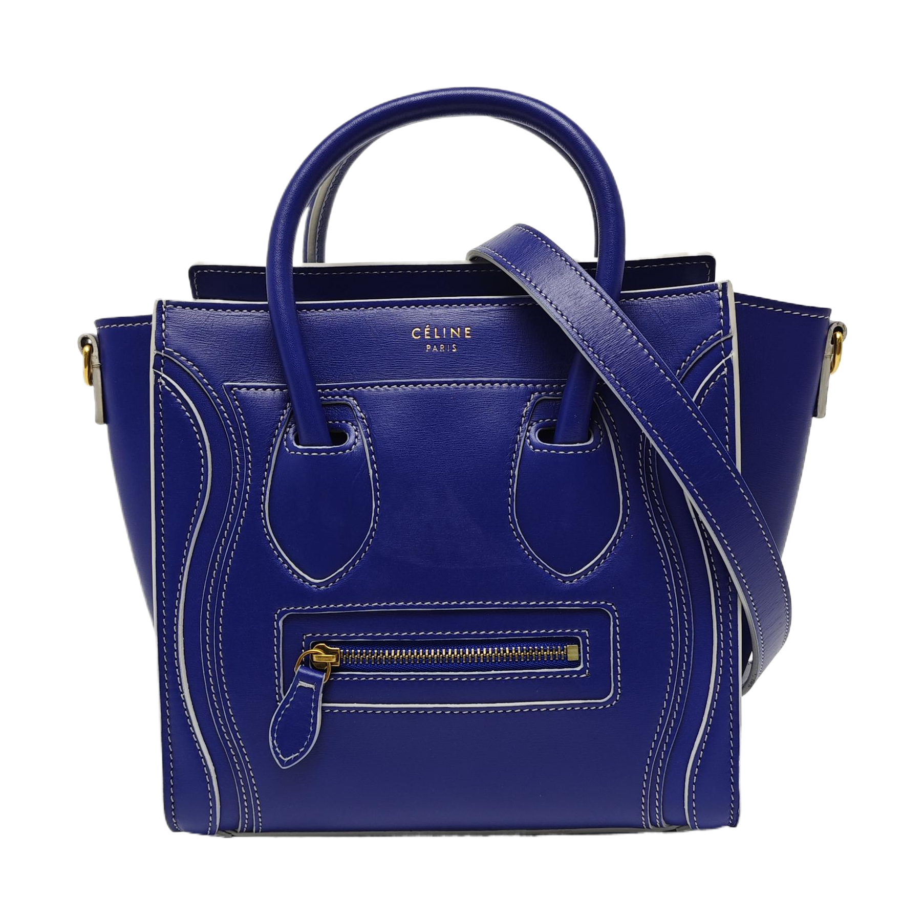 Authenticated pre-owned  LUGGAGE Calfskin Blue - Tote Bag at Looply