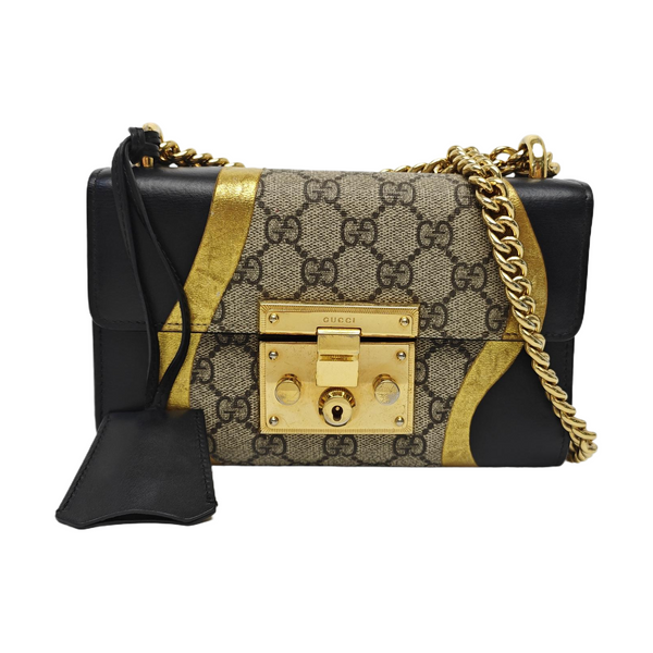 Padlock Small Monogram Coated Canvas Beige