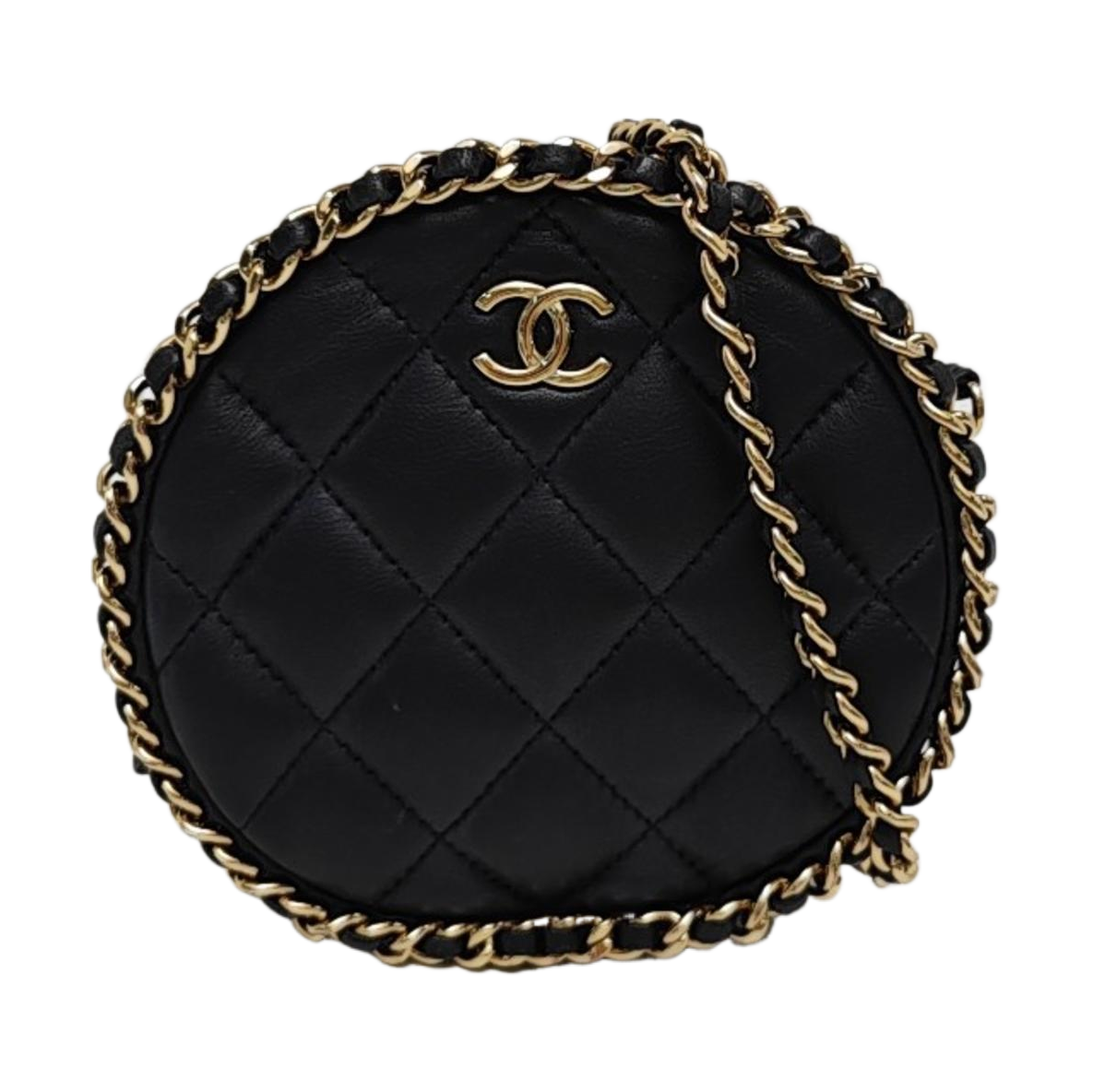 Quilted Lambskin Shoulder Bag Black