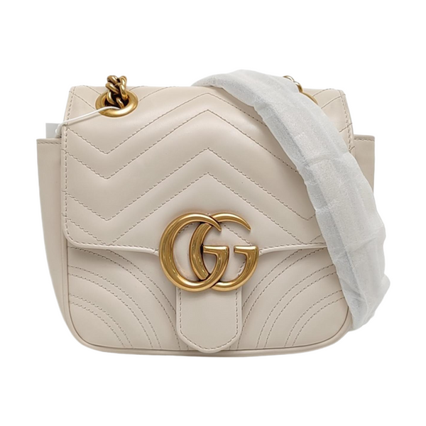 GG Marmont Mini Quilted Calfskin White