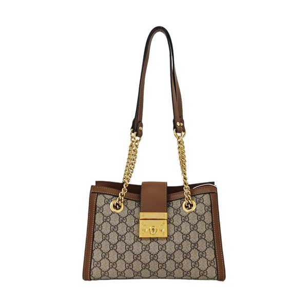 Padlock Small Monogram Coated Canvas Beige