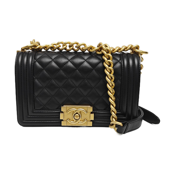 BOY CHANEL Small Quilted Grained Calfskin Black