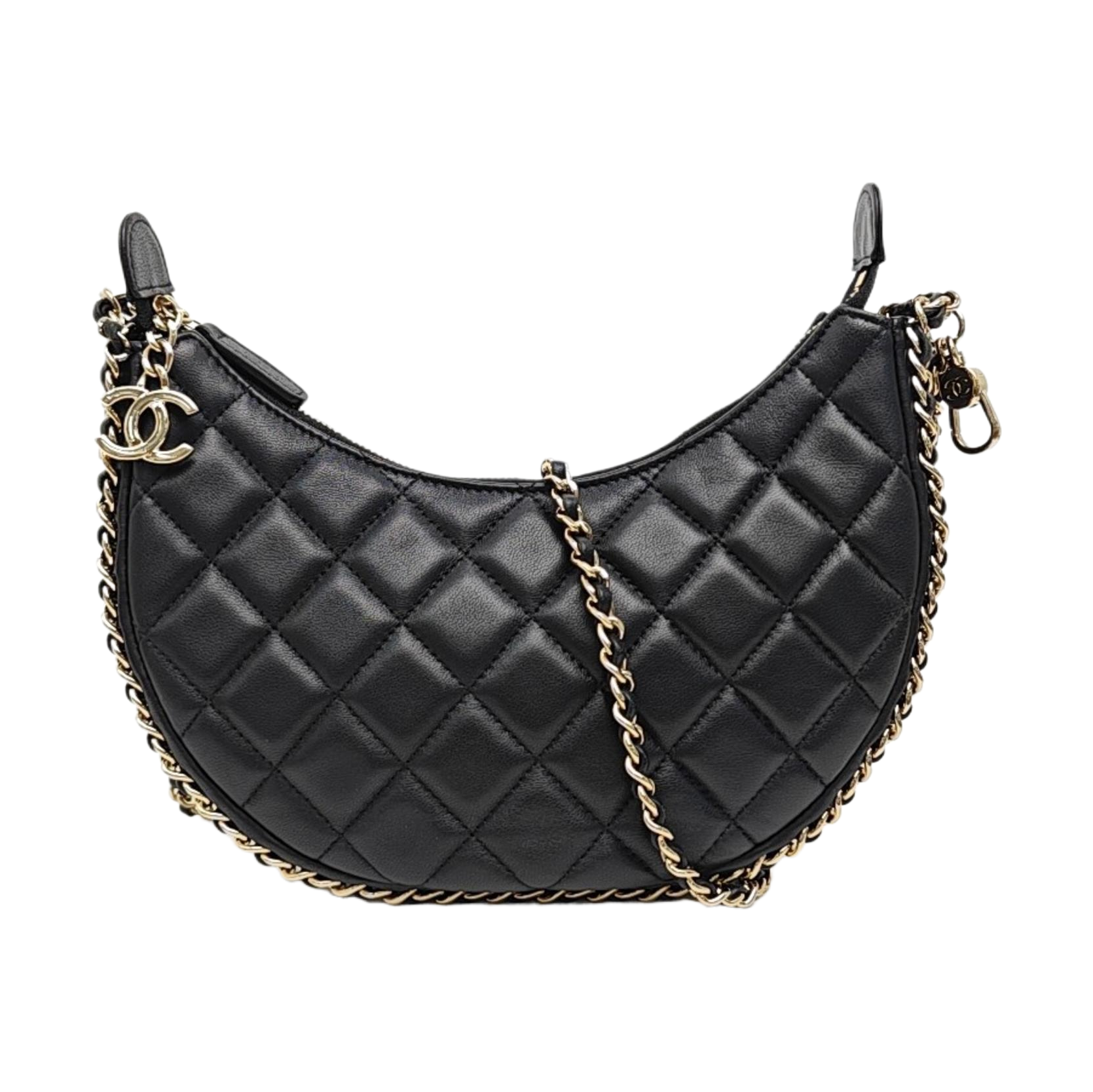 Quilted Lambskin Shoulder Bag Black