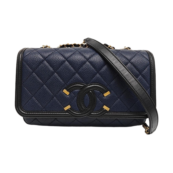 FILIGREE Medium Quilted Grained Calfskin Blue
