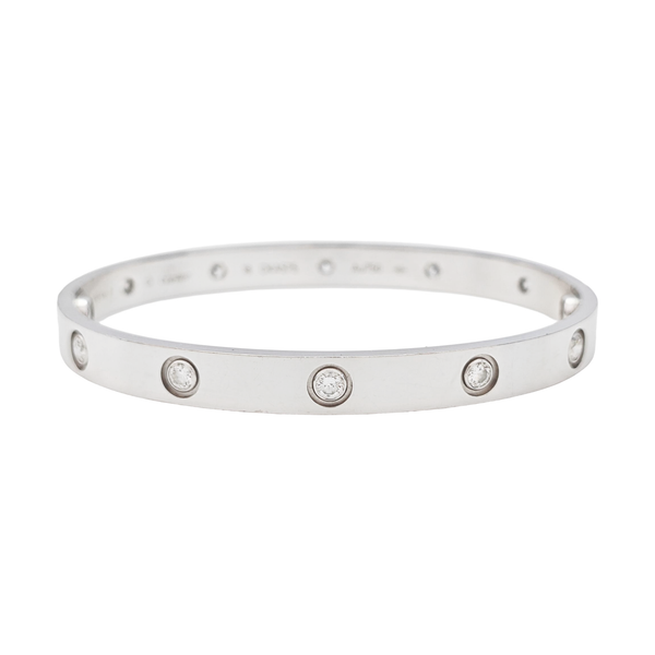 LOVE 18k White Gold Silver Bangle