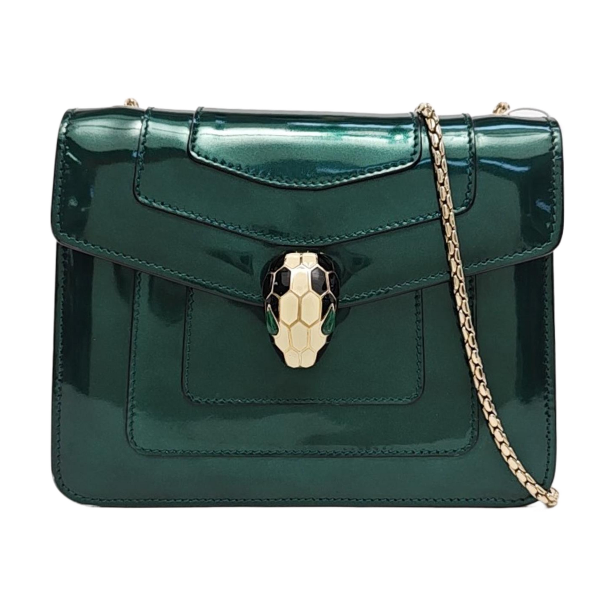 SERPENTI FOREVER Small Quilted Patent Leather Green