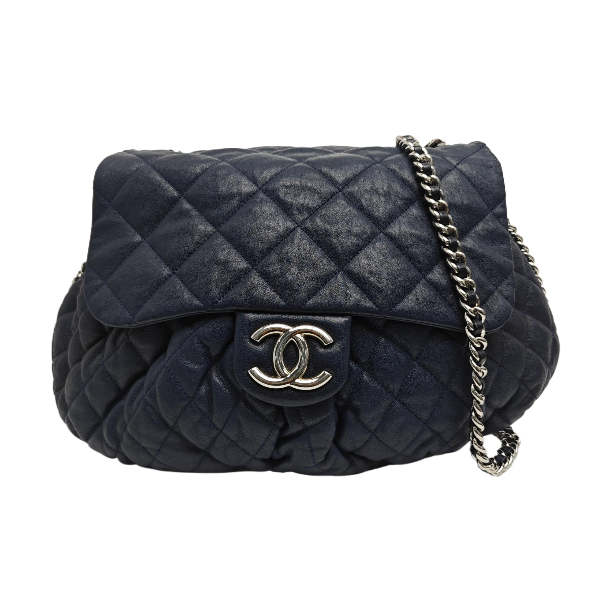 Around Chain Quilted Lambskin Blue