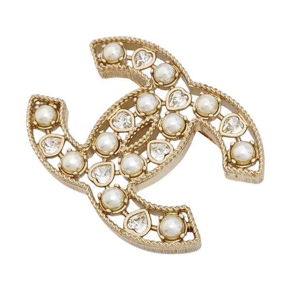 CC Logo Metal Gold Brooch
