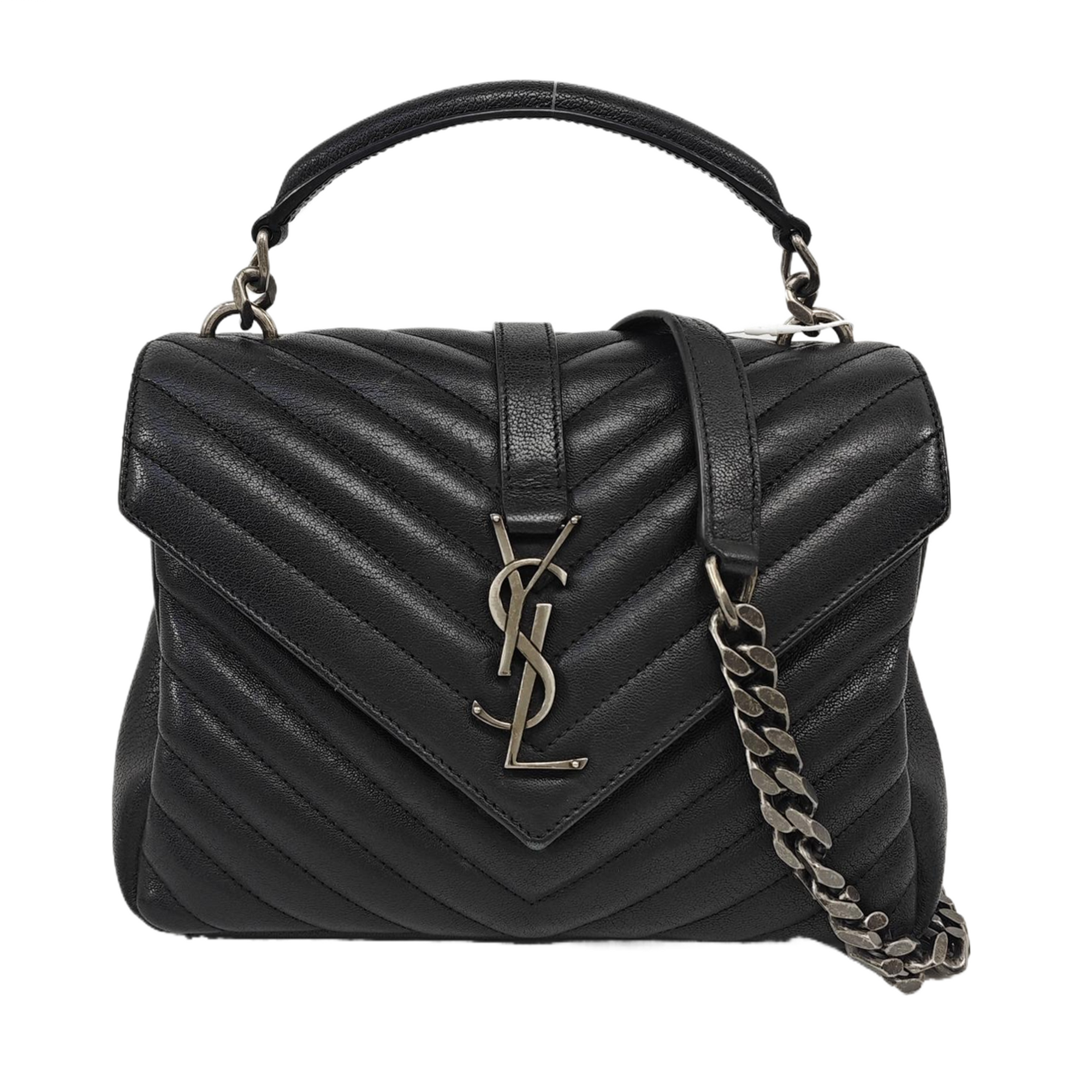 COLLEGE Medium Chevron Lambskin Black