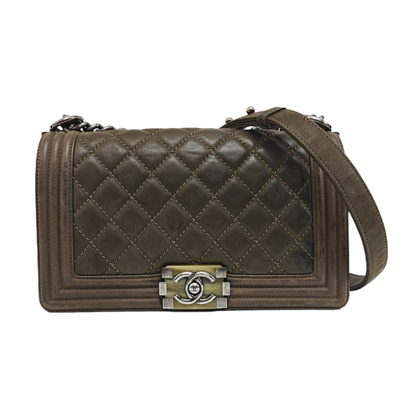 BOY CHANEL Medium Quilted Calfskin Gray