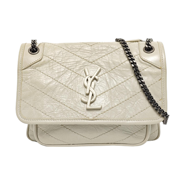 NIKI Small Chevron Calfskin White