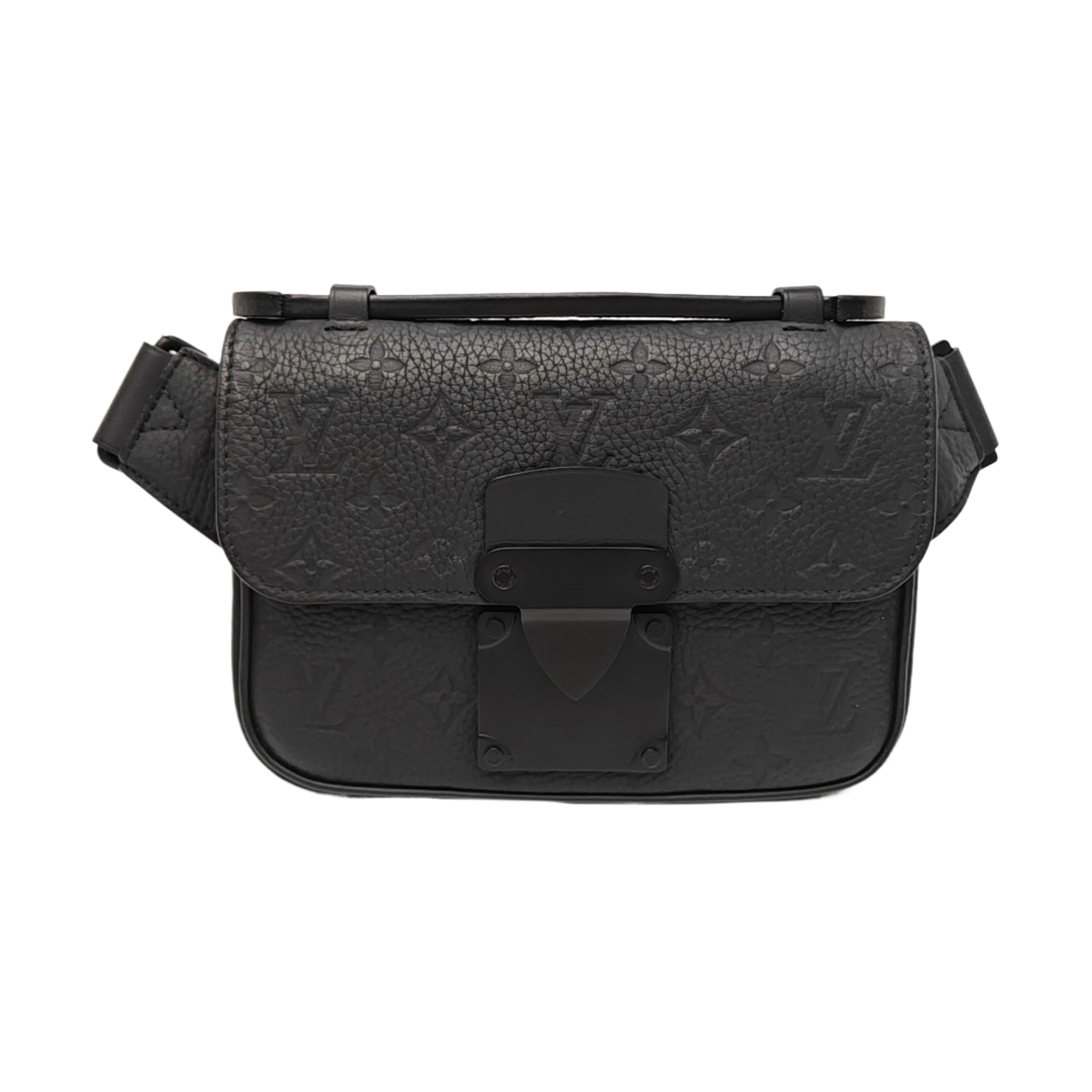 S LOCK Monogram Calfskin Black