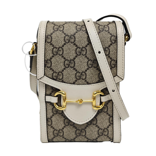 Authenticated pre-owned  Horsebit 1955 Mini Coated Canvas Beige - Crossbody Bag at Looply