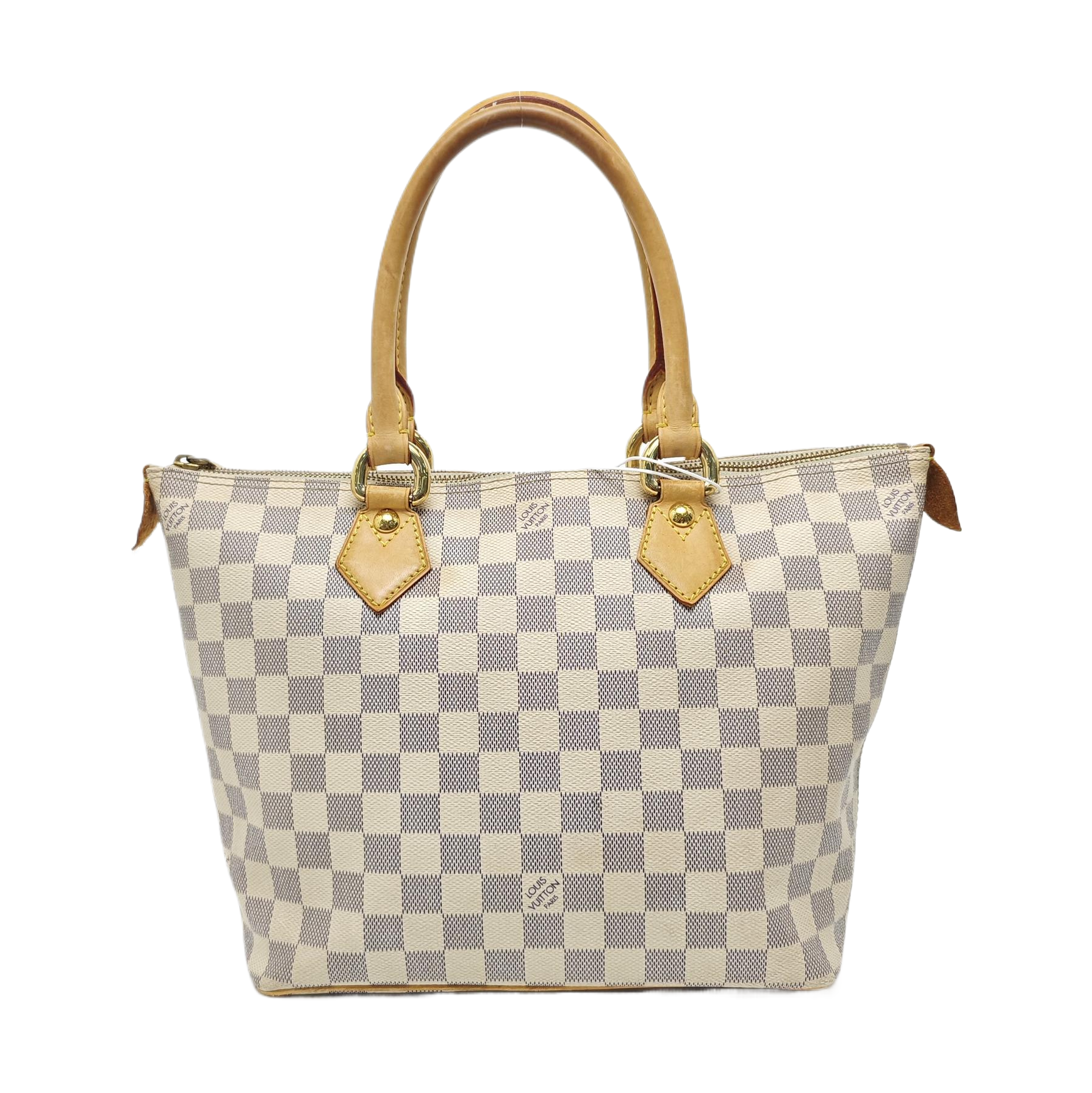 SALEYA PM Damier Azur Coated Canvas White