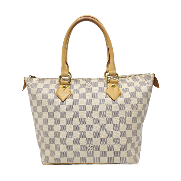 SALEYA PM Damier Azur Coated Canvas White