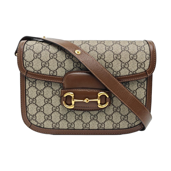 Horsebit 1955 Medium Monogram Coated Canvas Beige