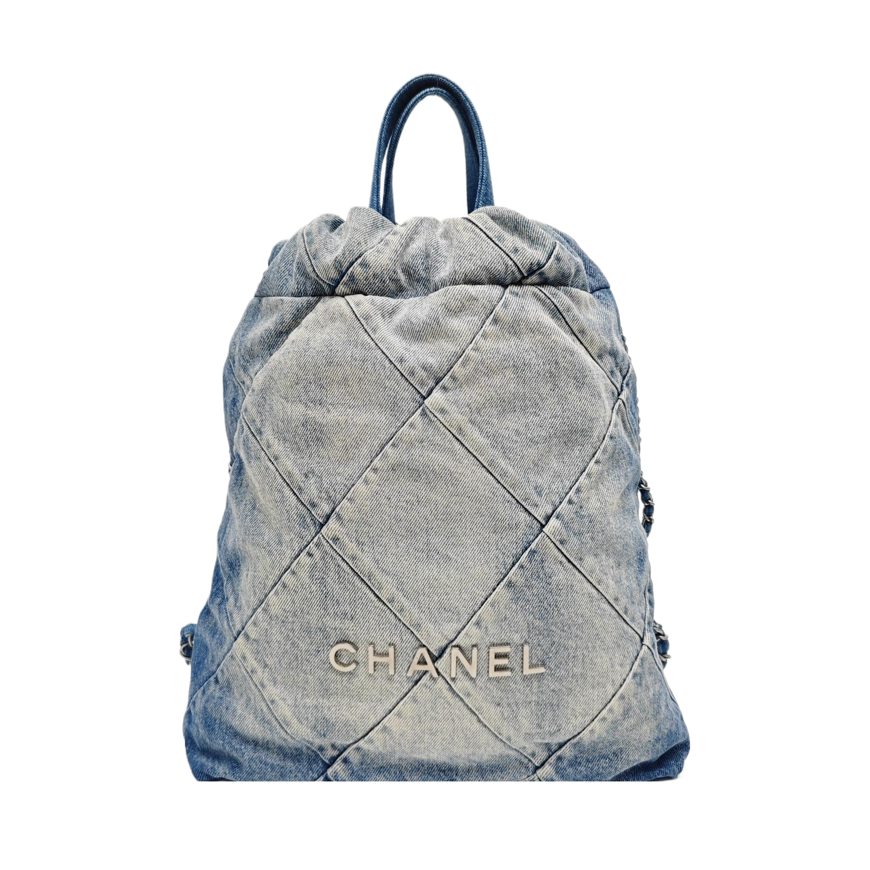 CHANEL 22 Small Quilted Denim Blue