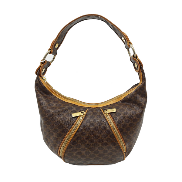 Coated Canvas Top Handle Bag Brown