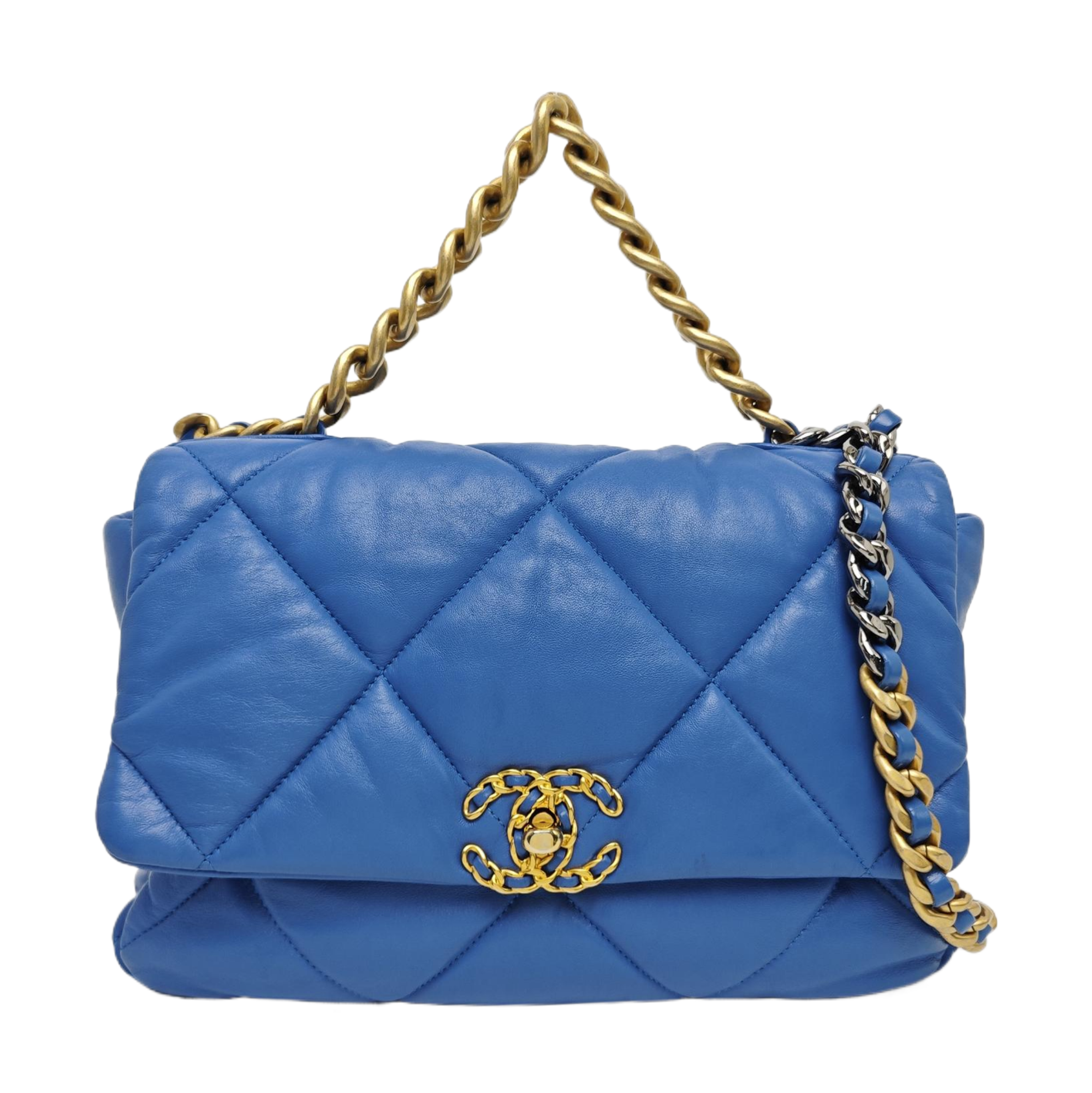 CHANEL 19 Large Quilted Lambskin Blue