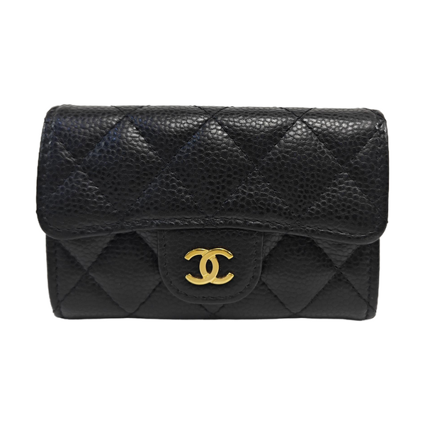 CLASSIC FLAP Quilted Grained Calfskin Black Wallet
