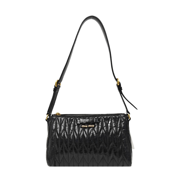 Quilted Lambskin Top Handle Bag Black