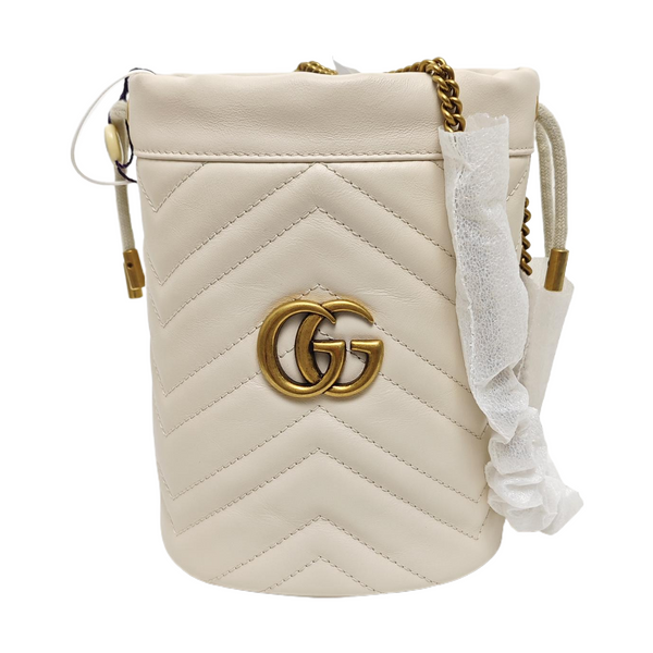 GG Marmont Mini Quilted Calfskin White