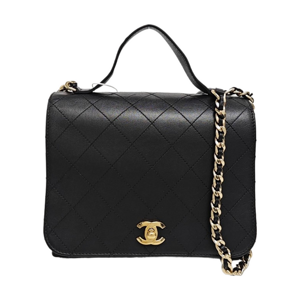 Quilted Calfskin Shoulder Bag Black