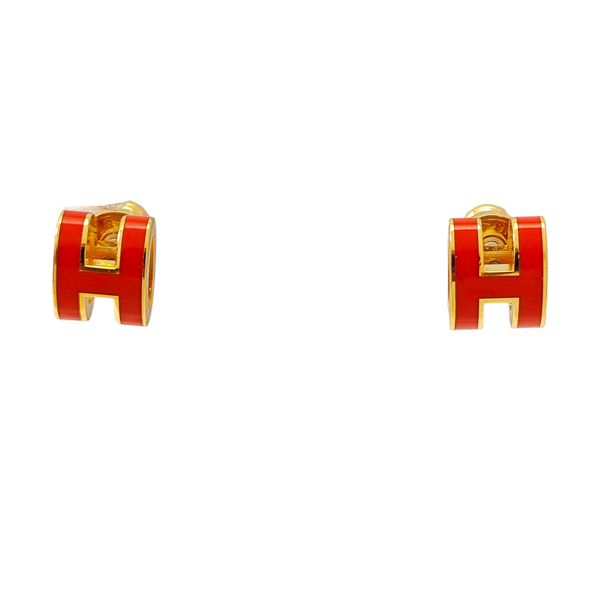 Pop H Metal Orange Stud Earrings