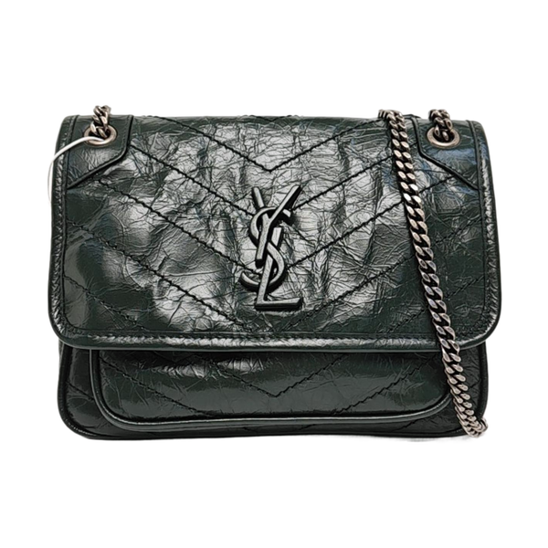 NIKI Small Chevron Calfskin Green