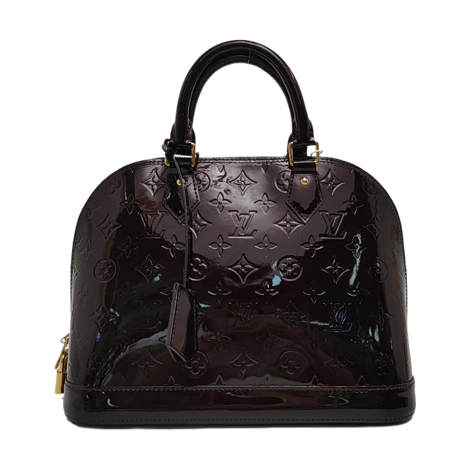 Authenticated pre-owned  ALMA PM Monogram Patent Leather Burgundy - Top Handle Bag at Looply