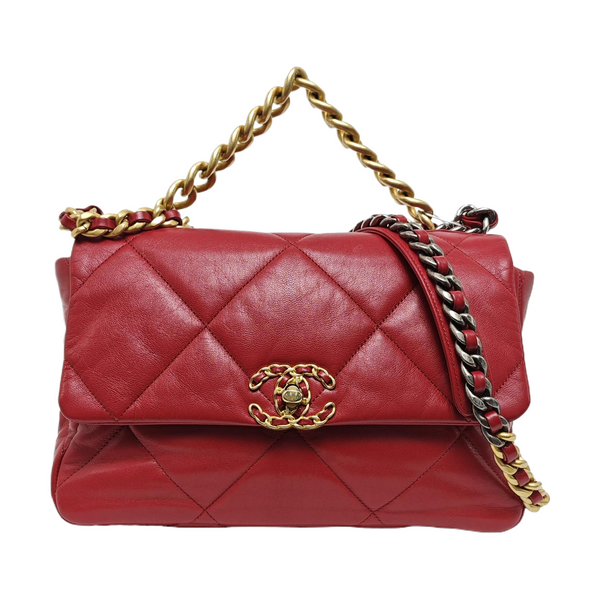CHANEL 19 Large Quilted Lambskin Red