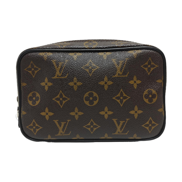 Monogram Coated Canvas Clutch PM Brown