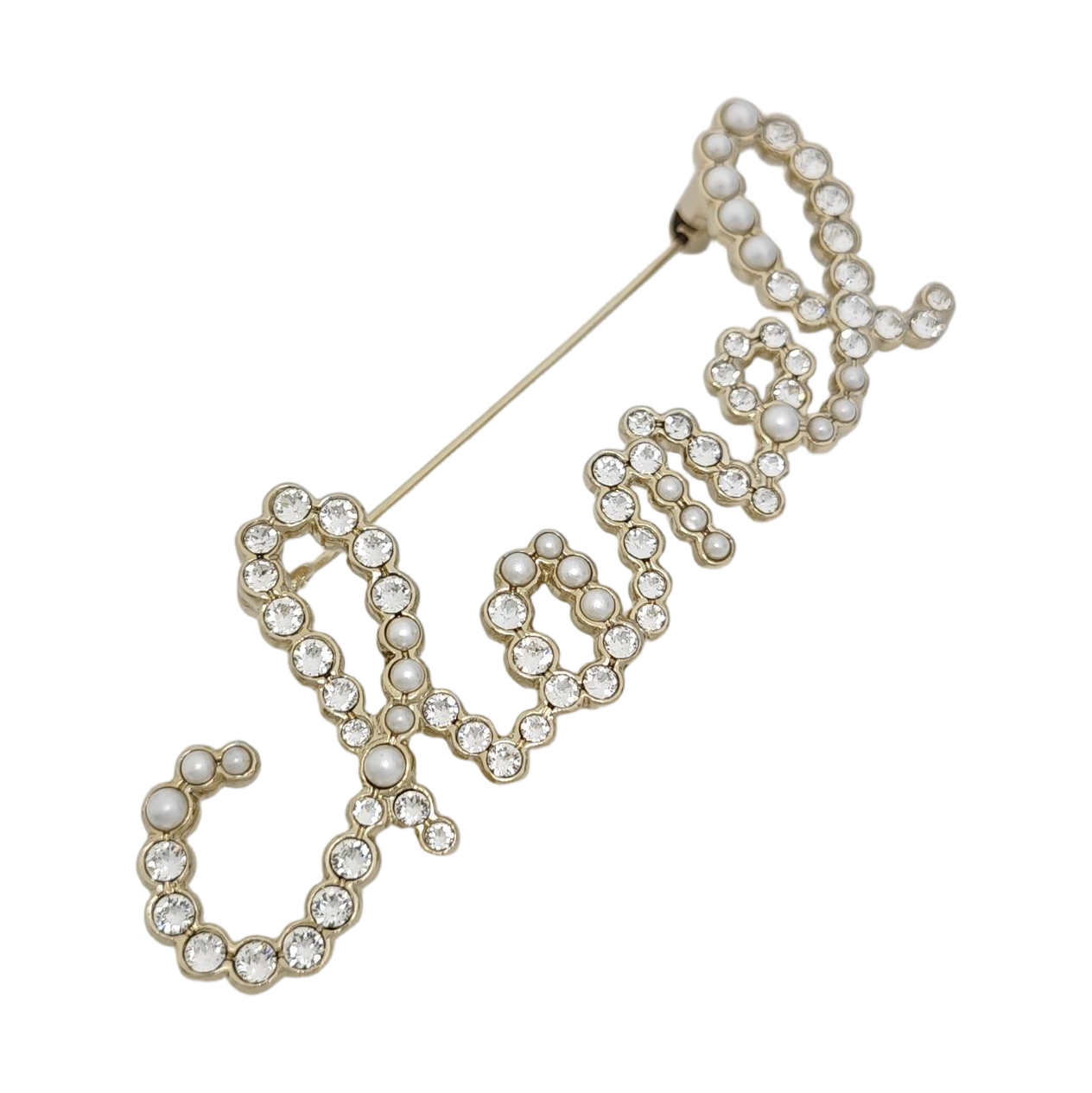 CC Logo Metal Gold Brooch