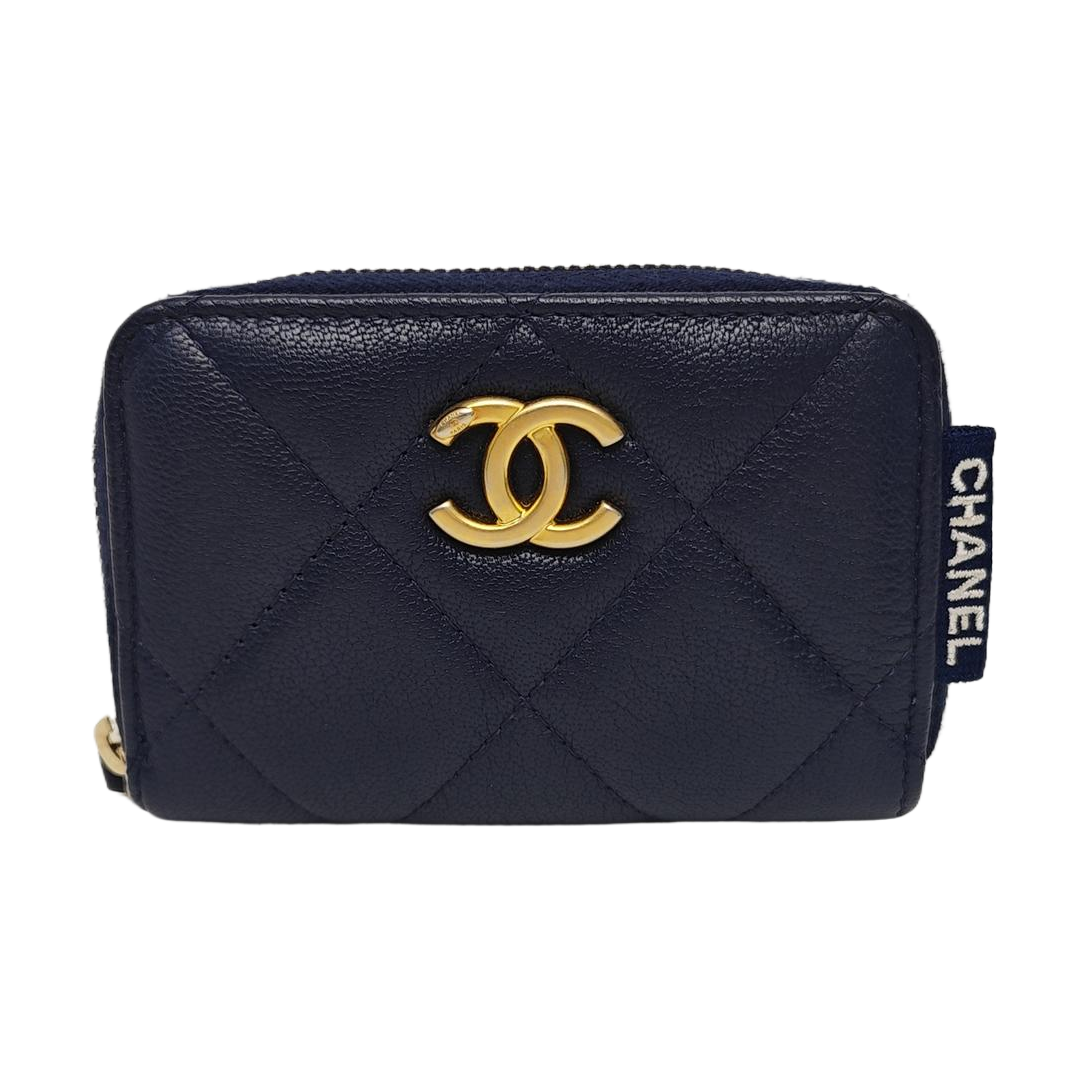 Quilted Lambskin Wallet Blue