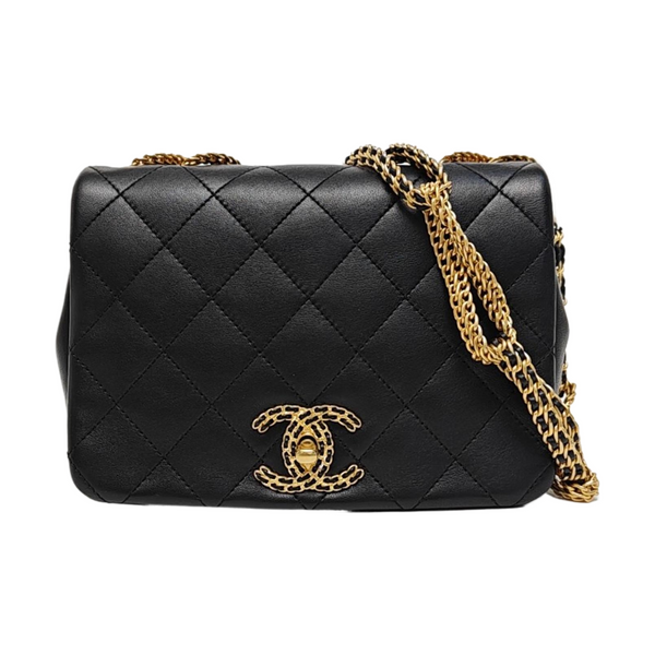 Quilted Lambskin Shoulder Bag Black