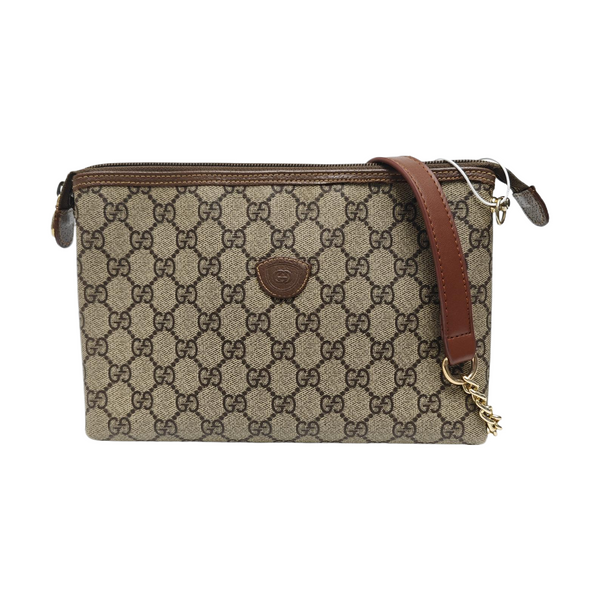 Monogram Coated Canvas Clutch Beige