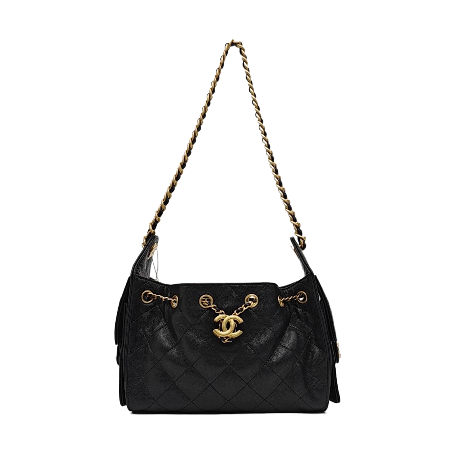 CHANEL 25 Mini Quilted Grained Calfskin Black