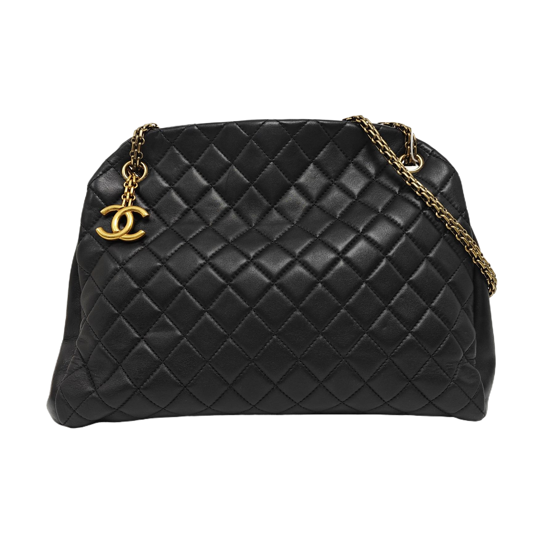 JUST MADEMOISELLE Large Quilted Lambskin Black