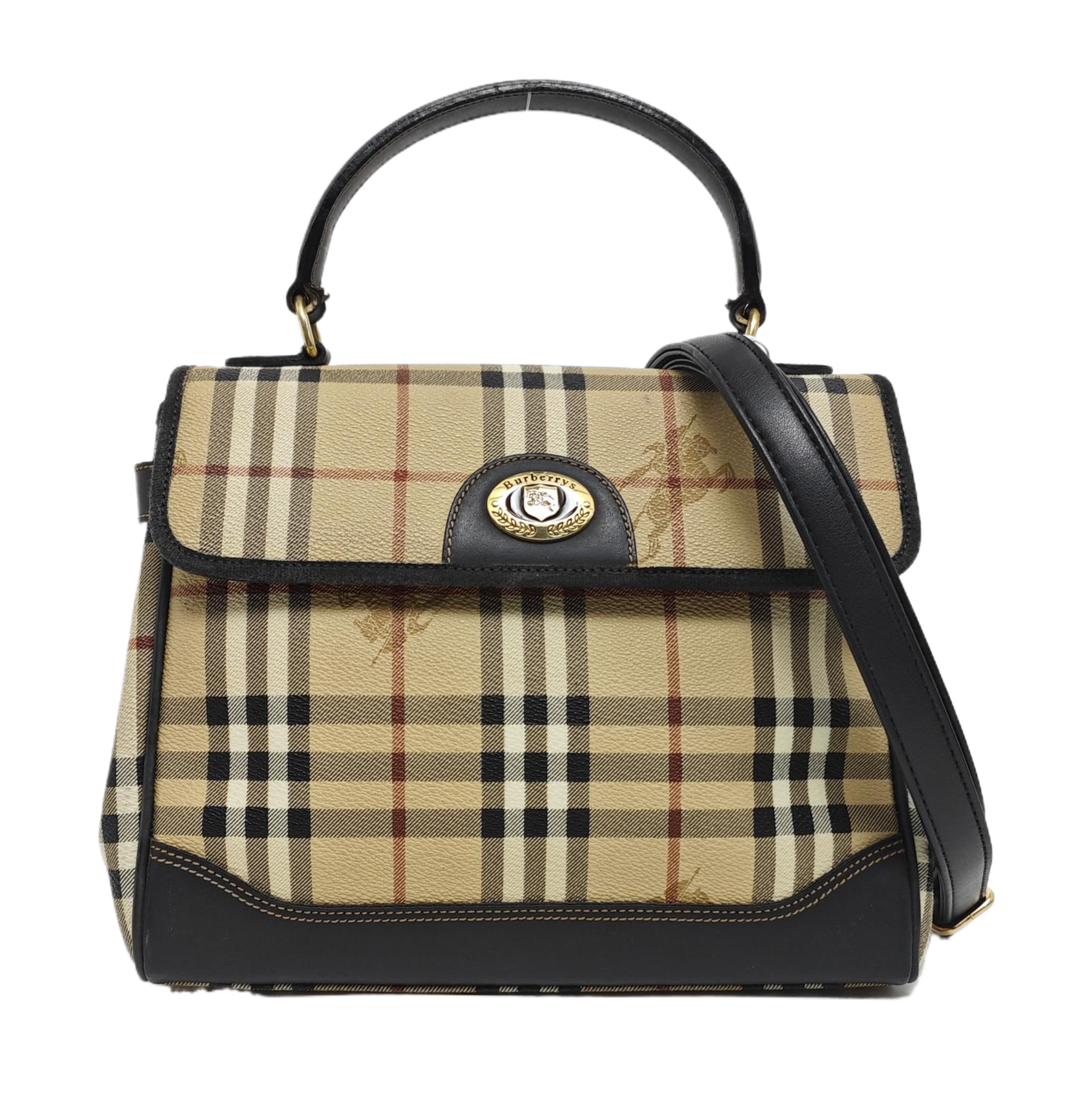 Coated Canvas Top Handle Bag Beige
